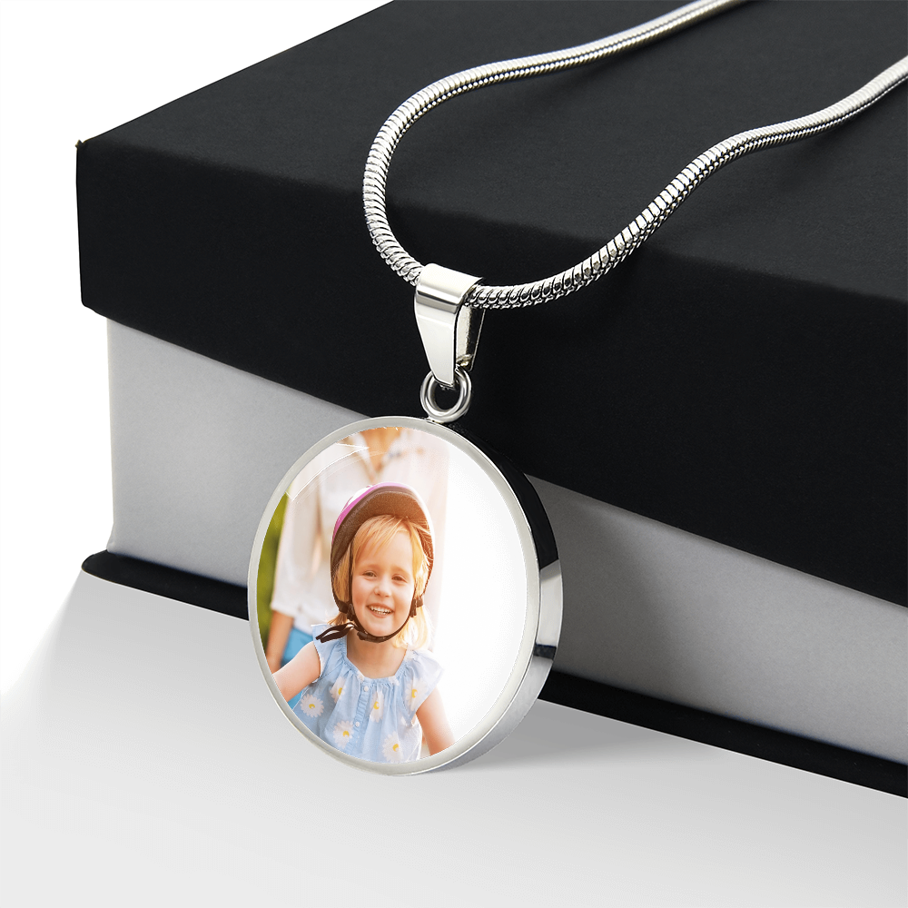 luxury circle necklace with engraving