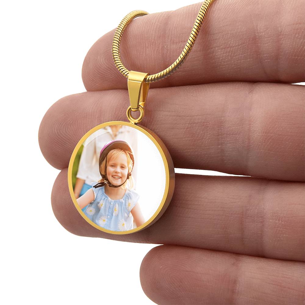 luxury circle necklace with engraving