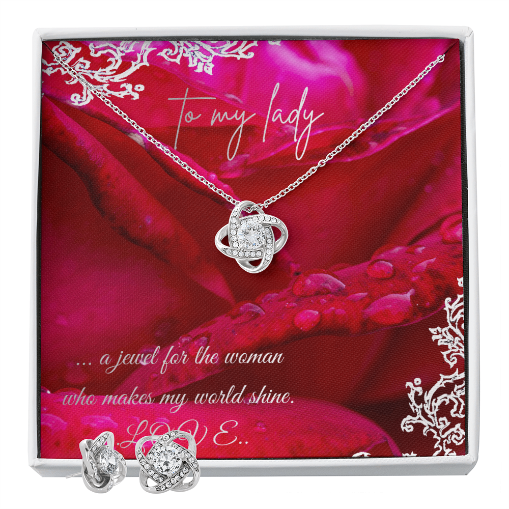 love knot necklace and earring set