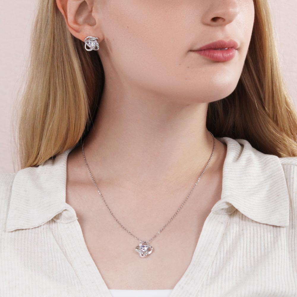 love knot necklace and earring set