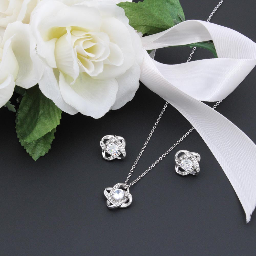 love knot necklace and earring set