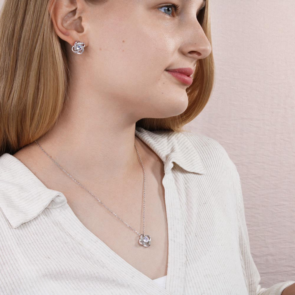 love knot necklace and earring set