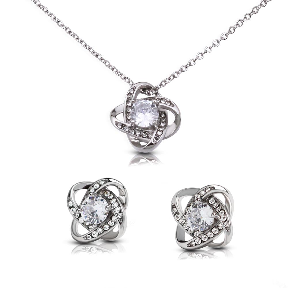 love knot necklace and earring set