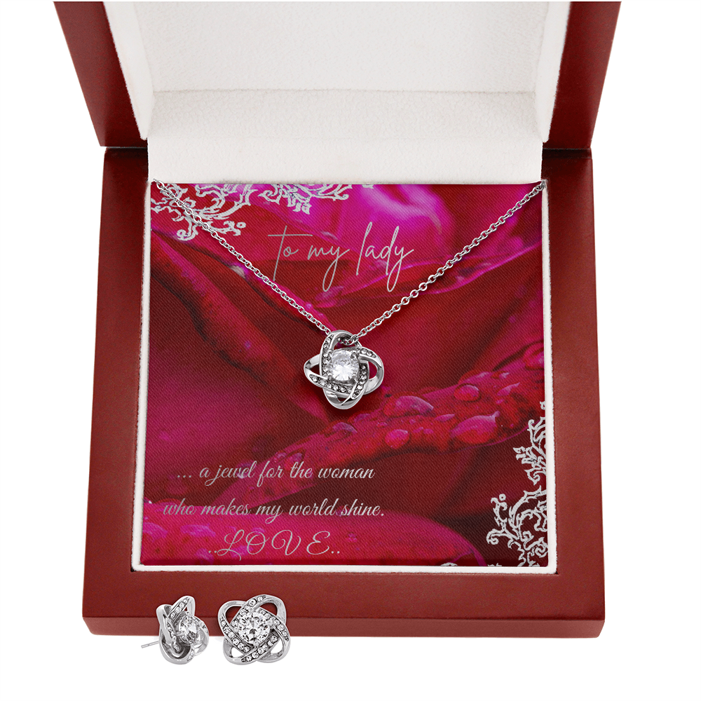 love knot necklace and earring set