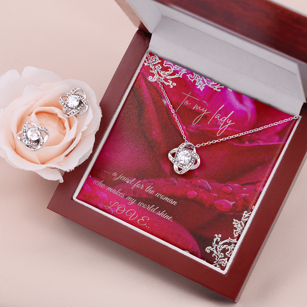 love knot necklace and earring set