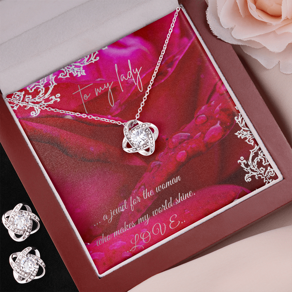 love knot necklace and earring set