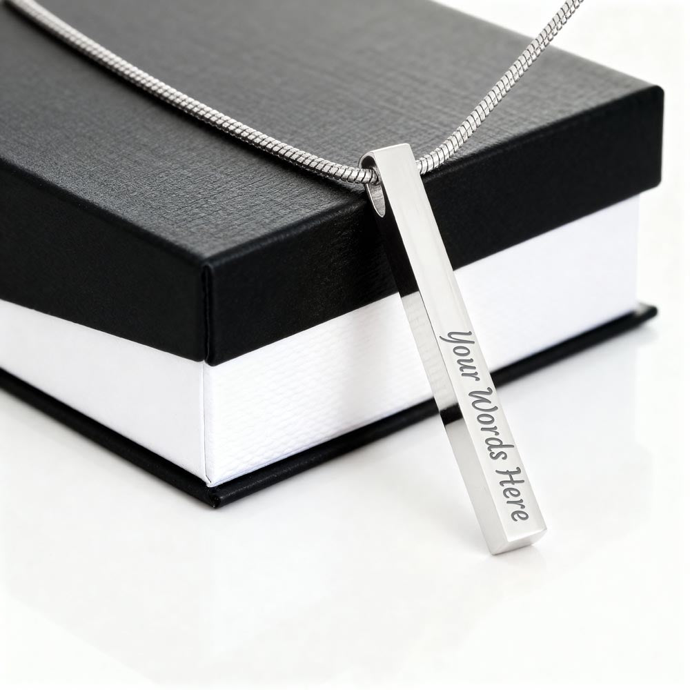 custom engraved 4 - sided stick necklace