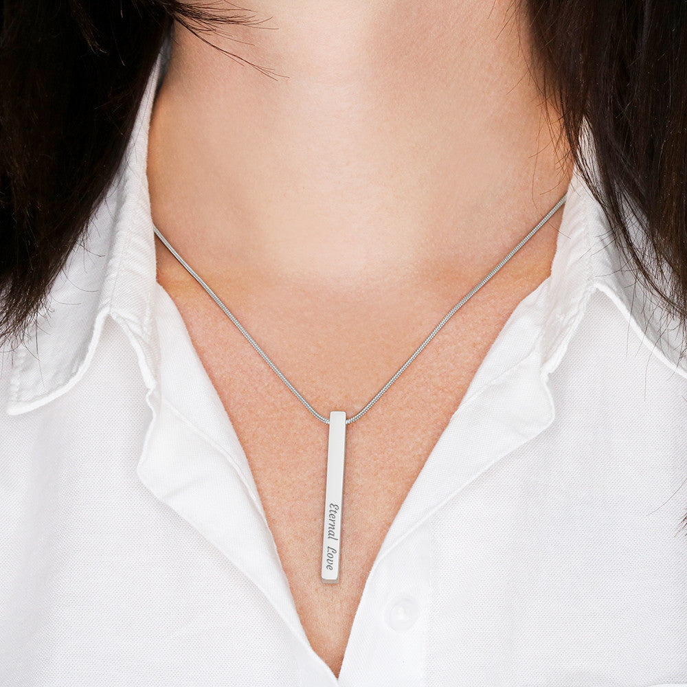 custom engraved 4 - sided stick necklace