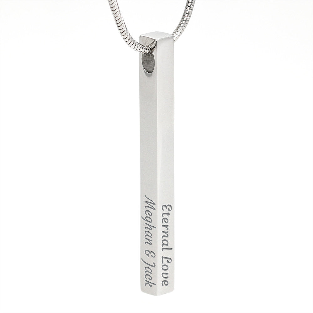 custom engraved 4 - sided stick necklace