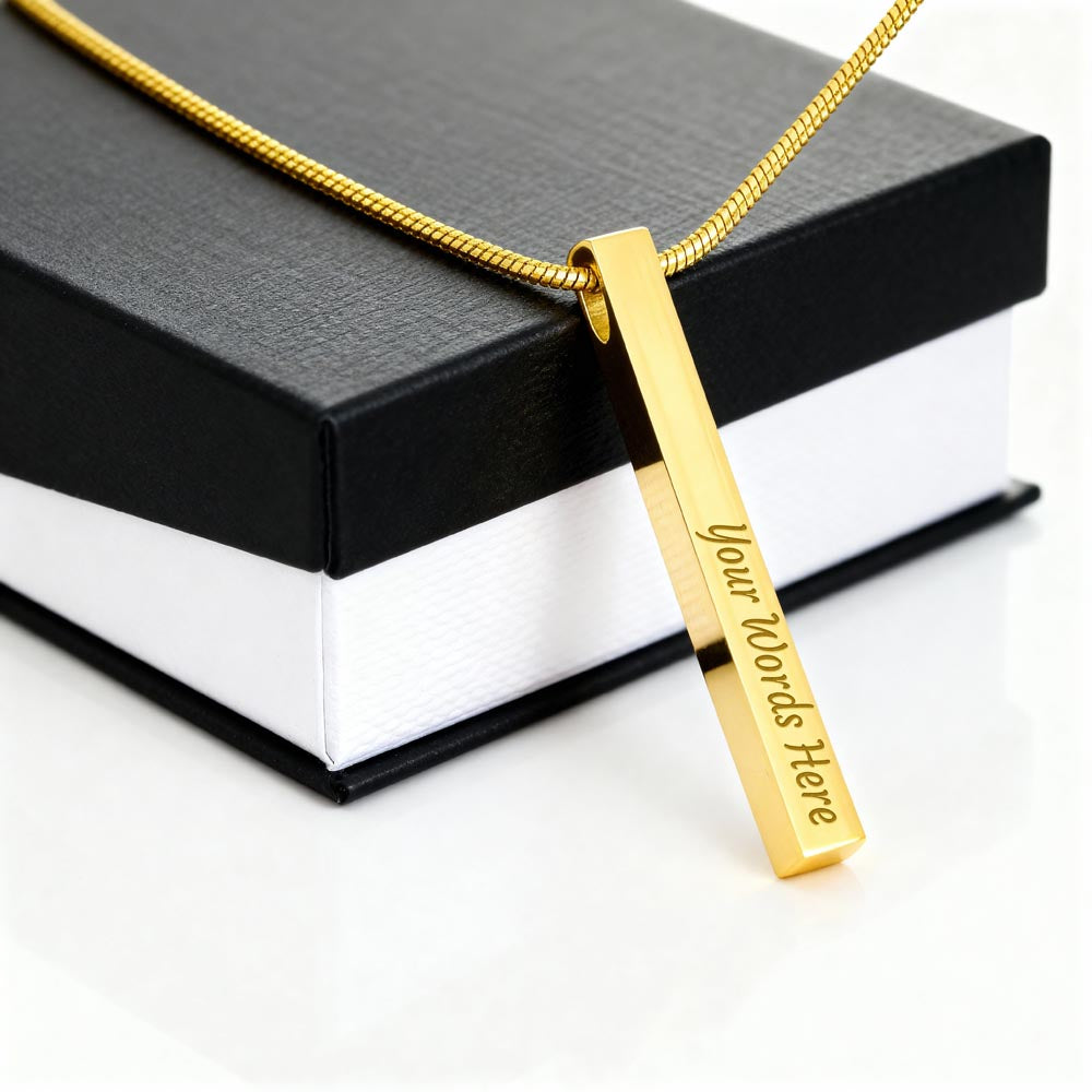 custom engraved 4 - sided stick necklace