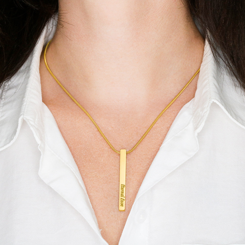 custom engraved 4 - sided stick necklace