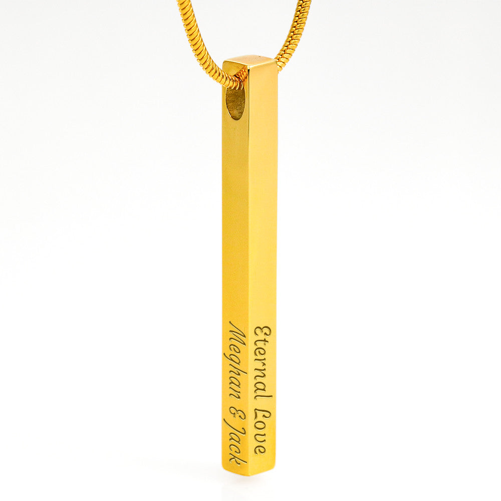 custom engraved 4 - sided stick necklace