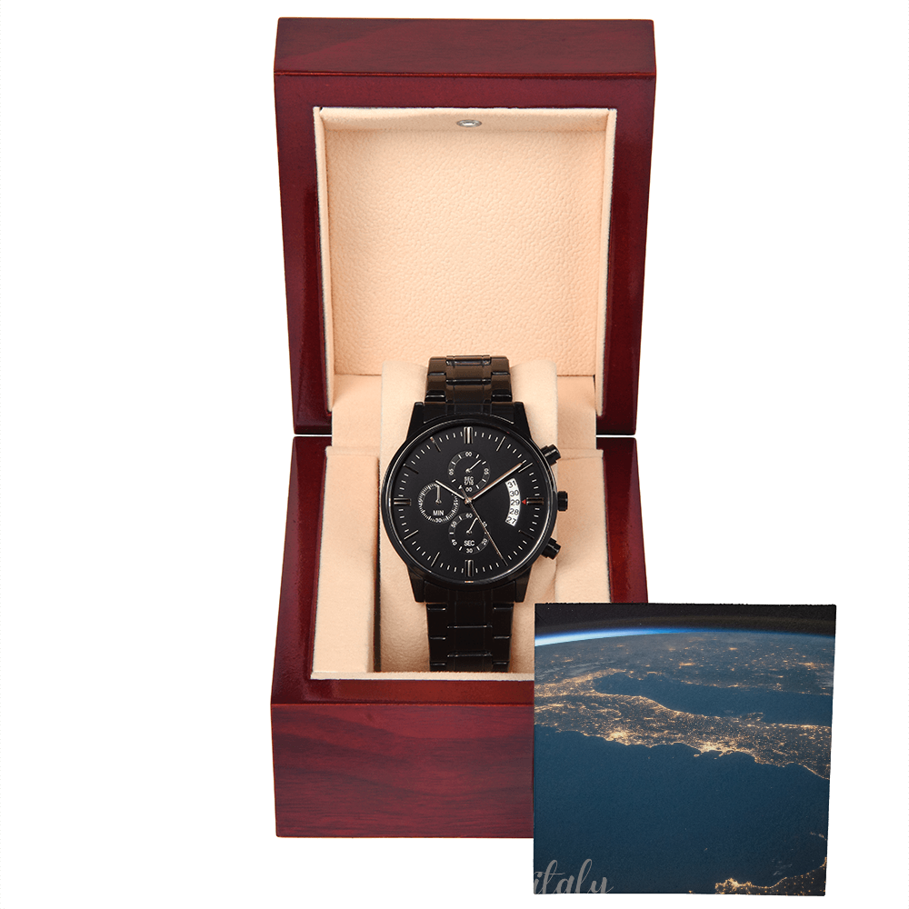 black chronograph  watch