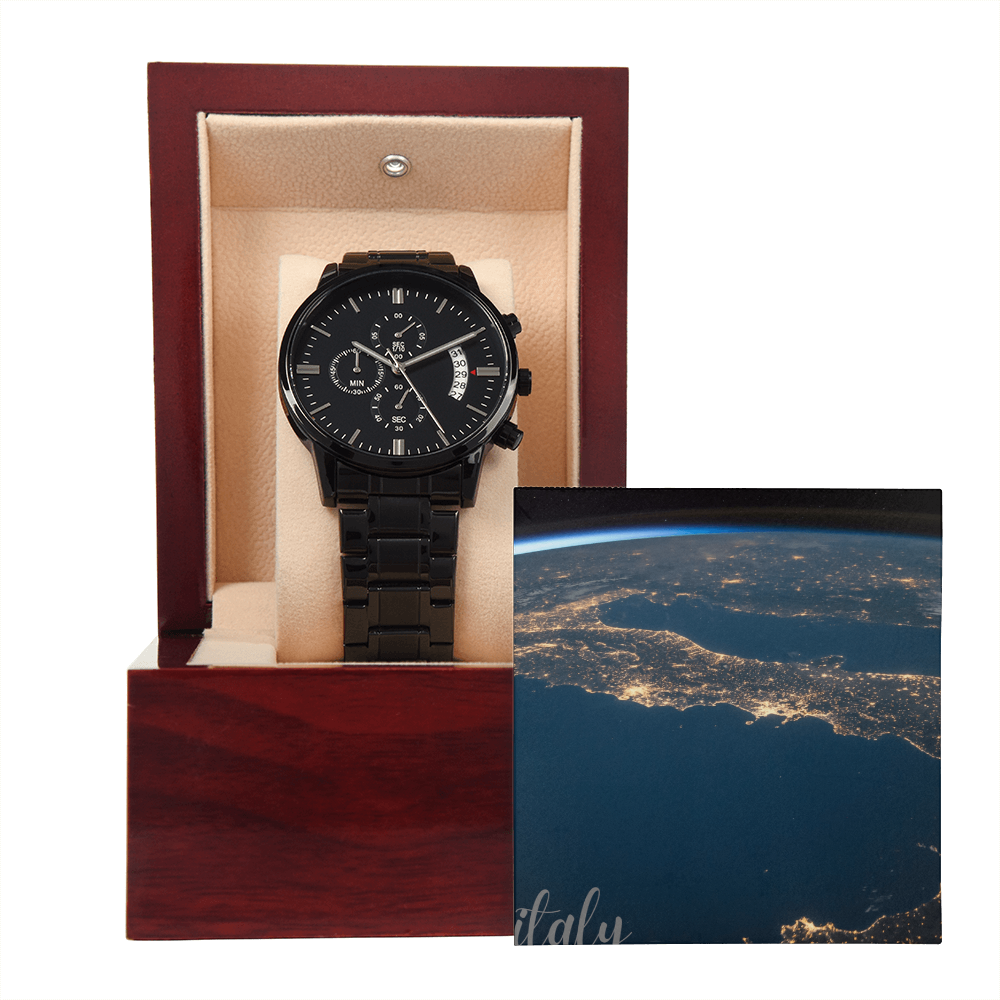 black chronograph  watch