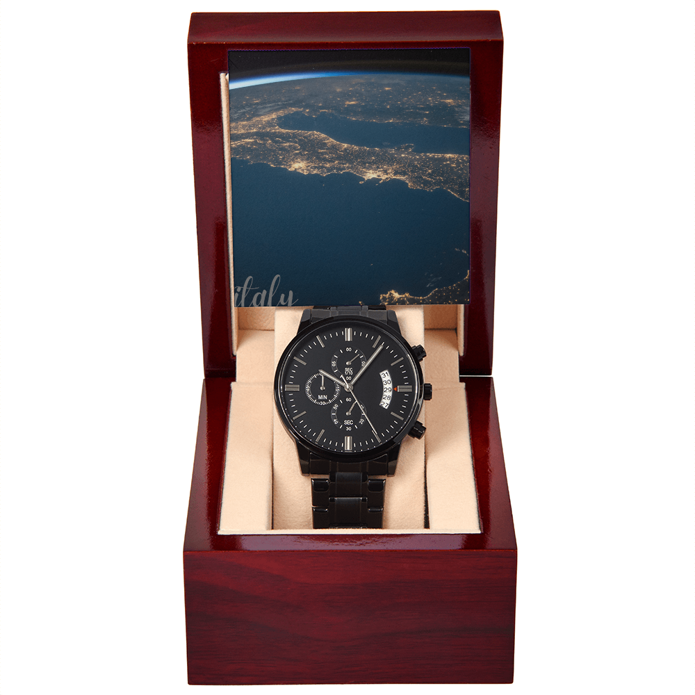 black chronograph  watch