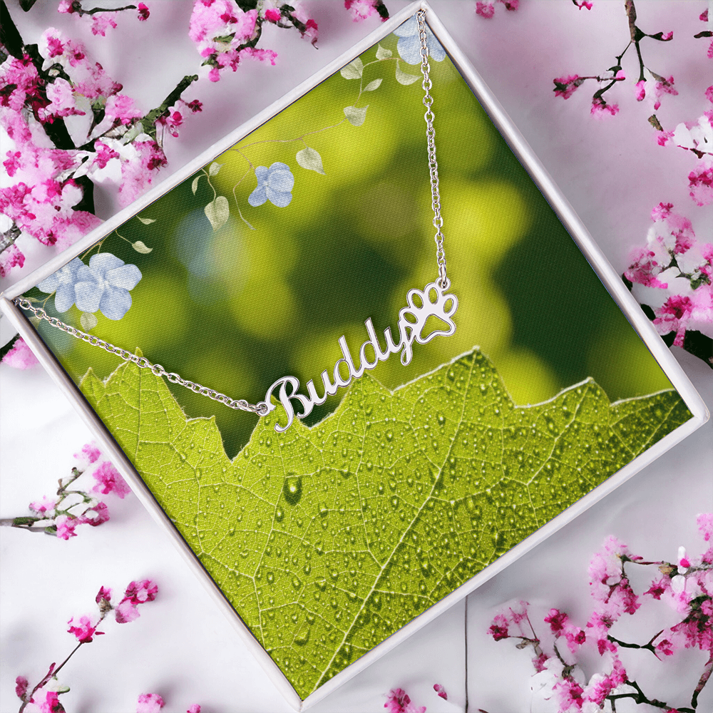 paw print name necklace
