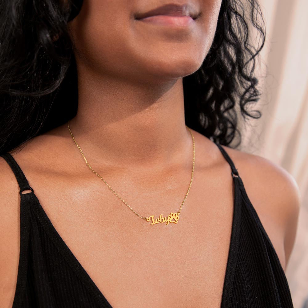 paw print name necklace