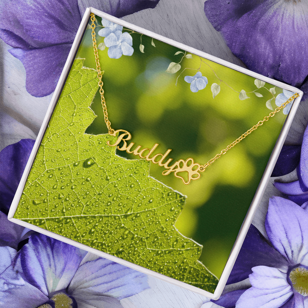paw print name necklace