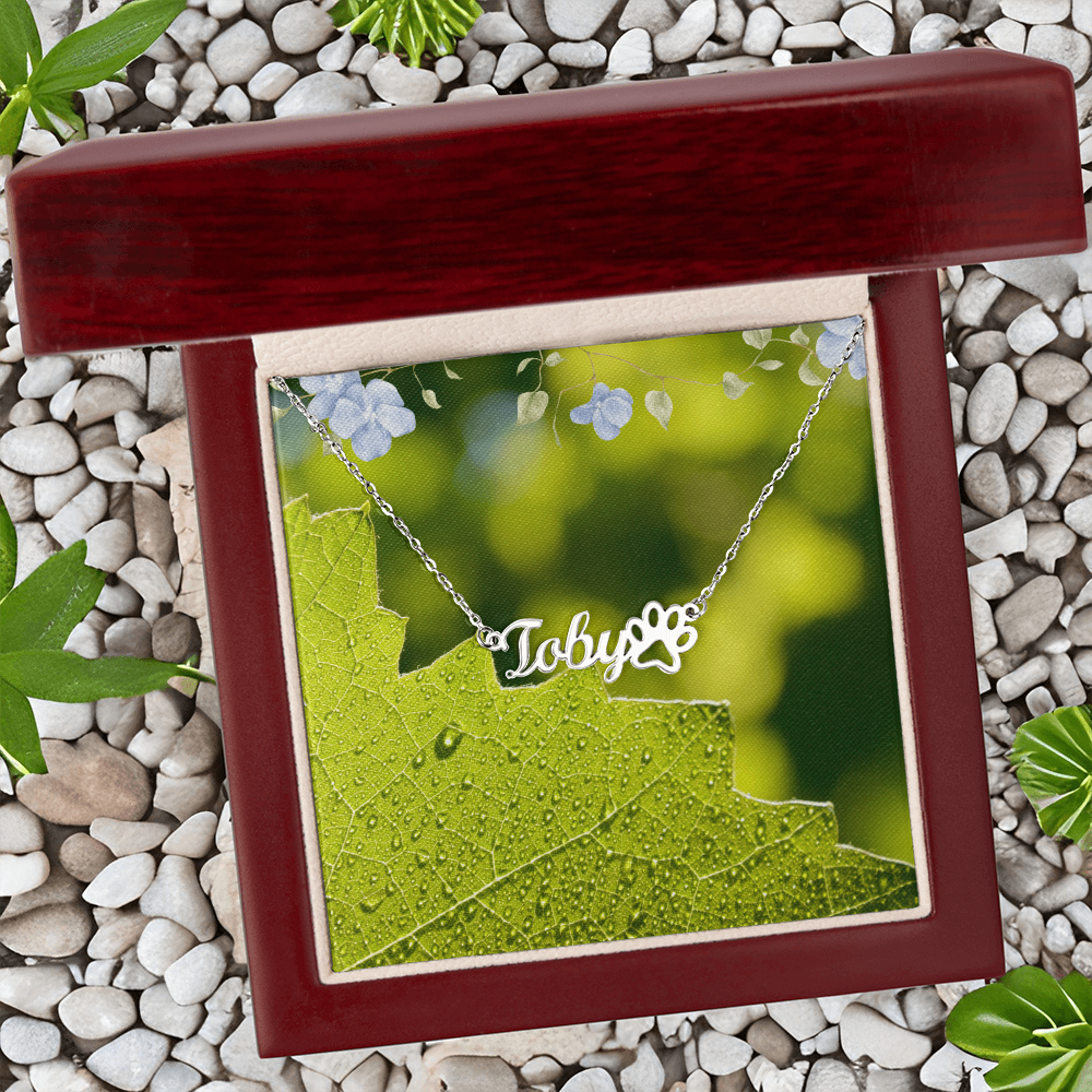 paw print name necklace