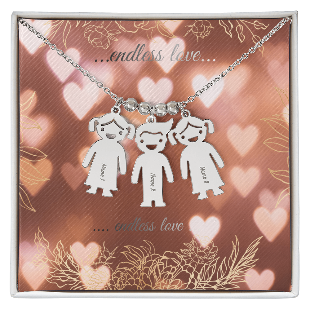engraved kid charm necklace