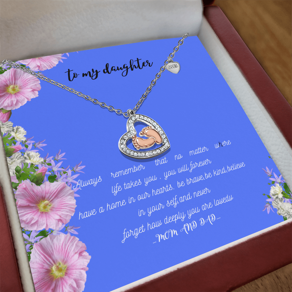 baby feet heart necklace