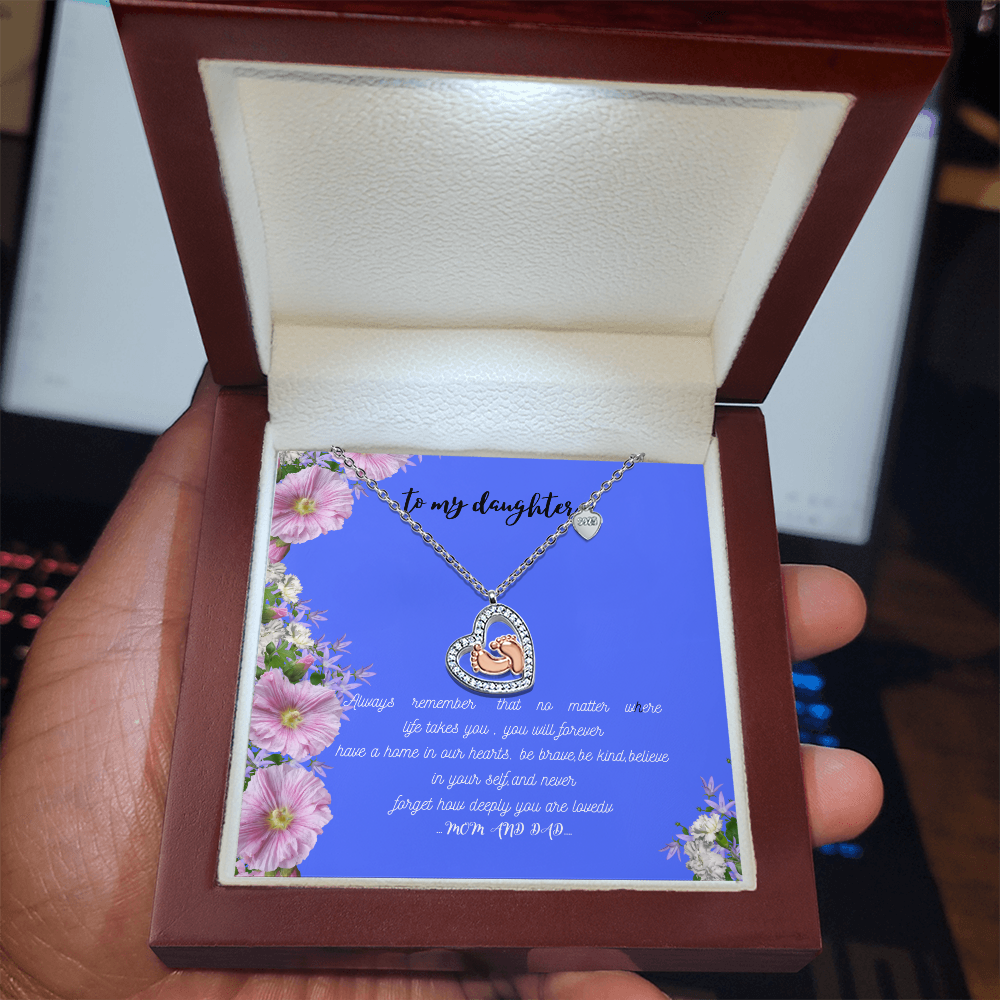 baby feet heart necklace