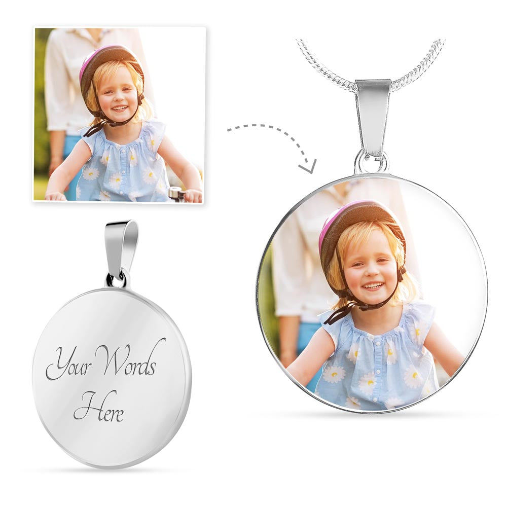 luxury circle necklace with engraving
