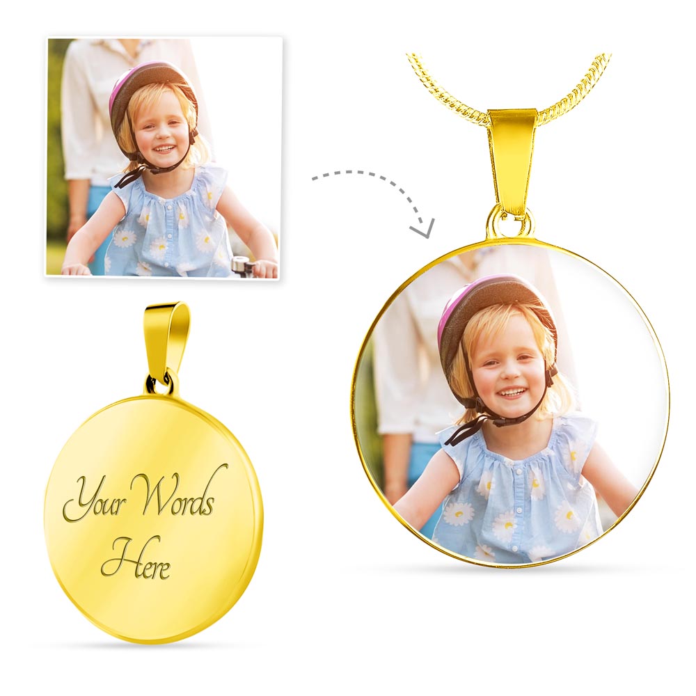 luxury circle necklace with engraving